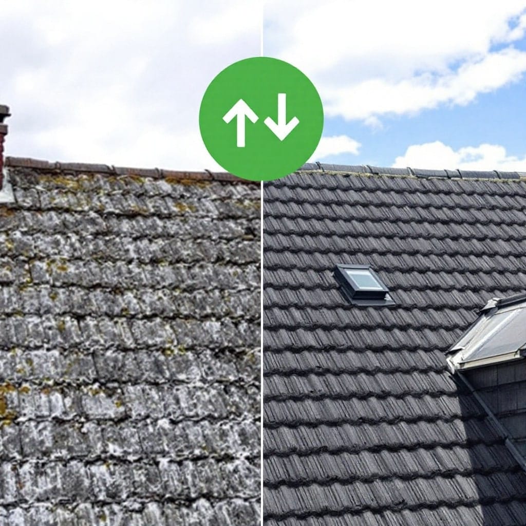 Tag før og efter tagmaling Tag før og efter tagmaling